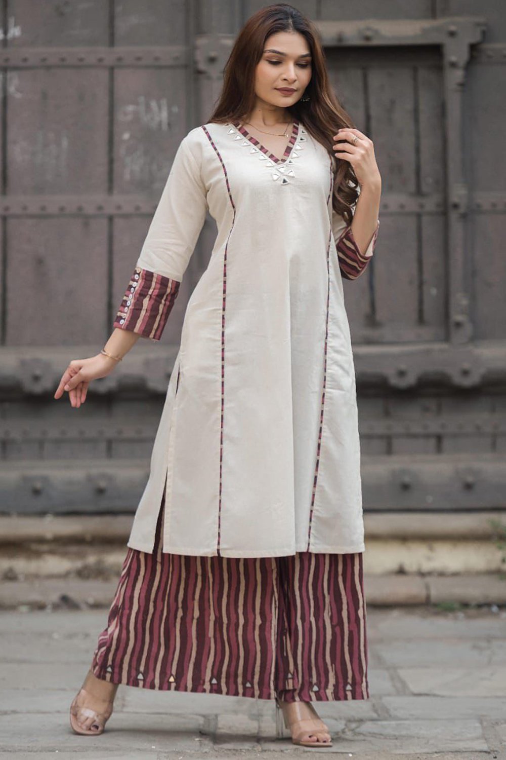Pure Cotton dress with mirror work