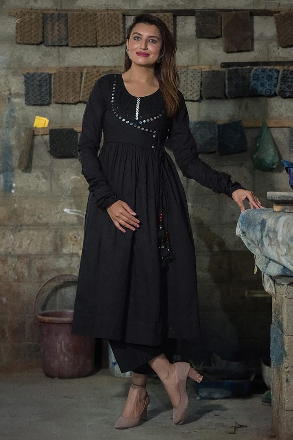 afghani-anarkali-dress-with-mirror-work