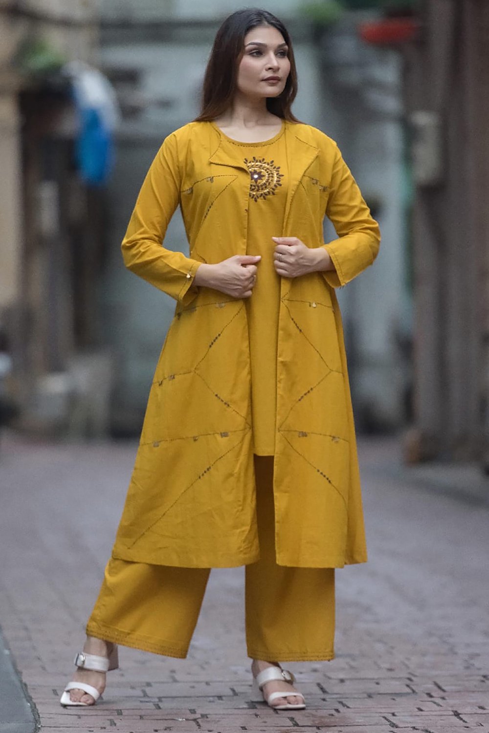 pure-ikkat-dress-with-chudi-sleeve-kurta-pant-set-2