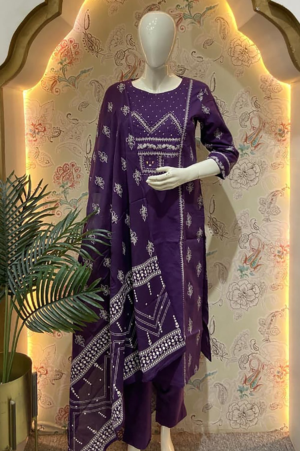Cotton Rubber Print Handwork Dress