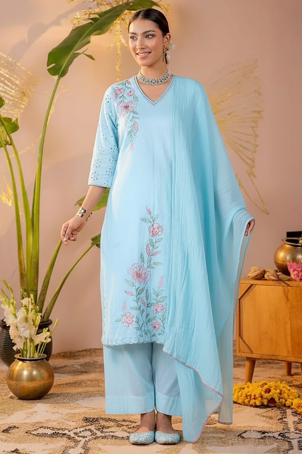 Dobby Cotton Embroidery Dress