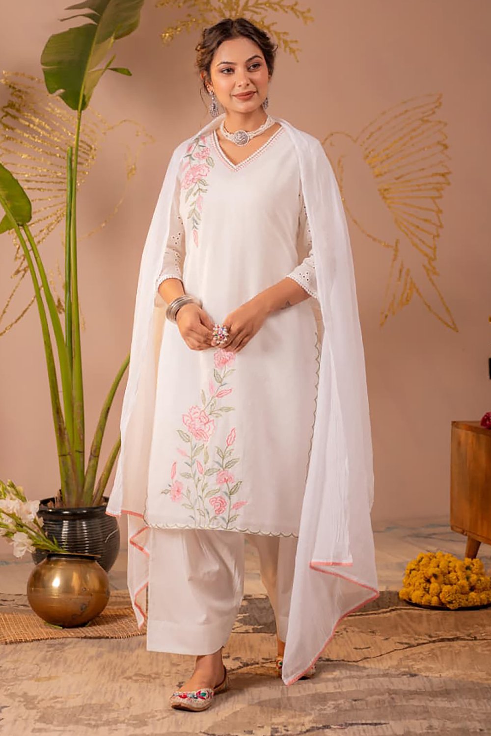 Dobby Cotton Embroidery Dress